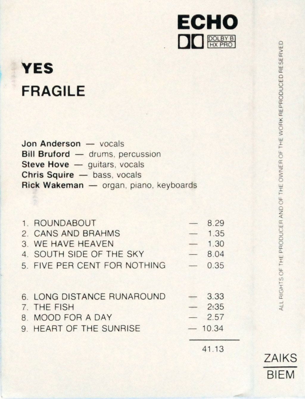 Yes - Fragile (kaseta) BDB