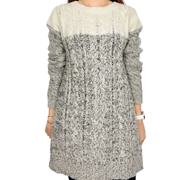Sweter sukienkowy ombre z warkoczami XL 42 TU