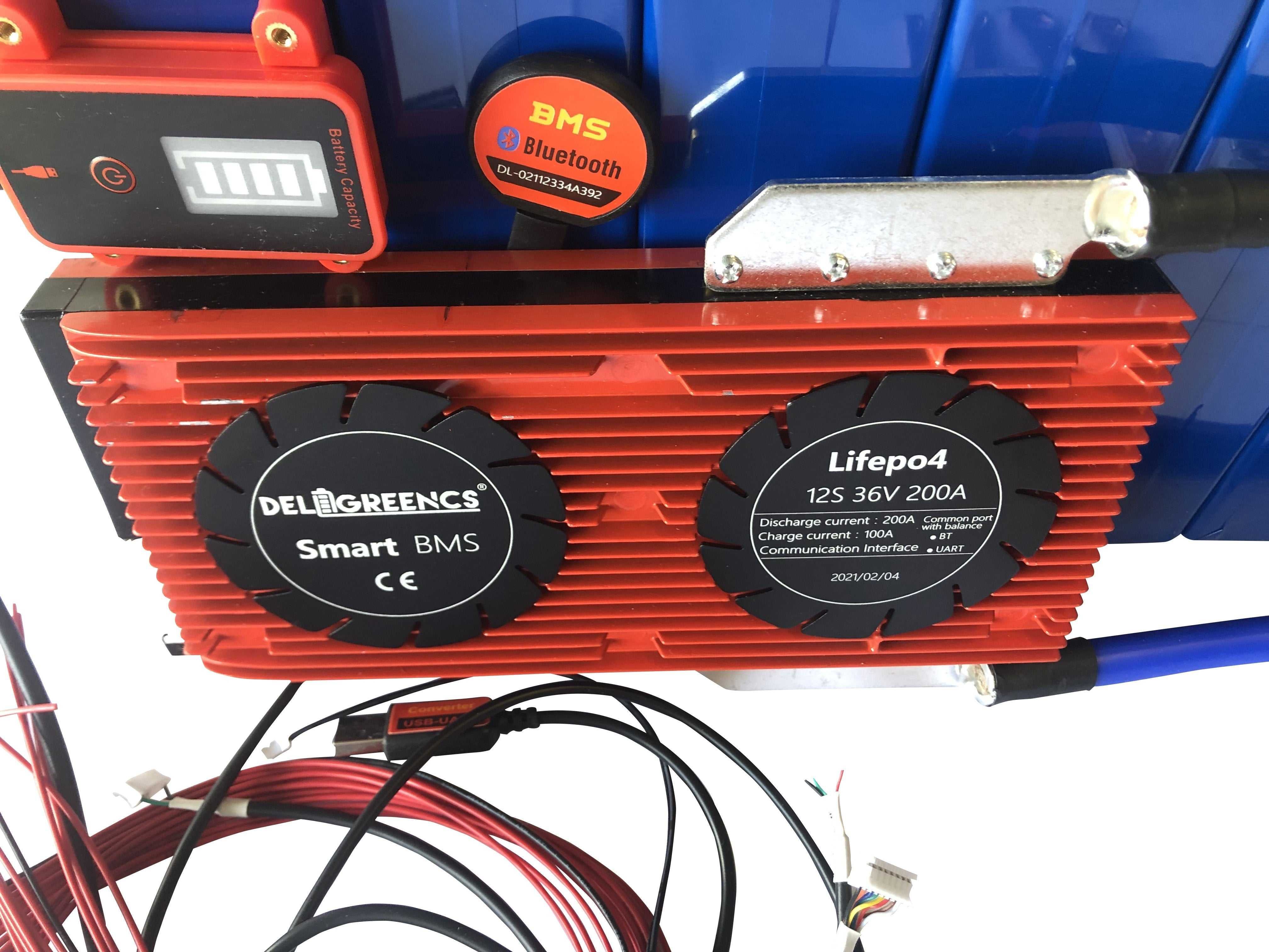 Bateria Tuk Tuk lítio 48V 280AH 13.44Kwh Smart BMS Bluetooth