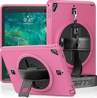 Etui Case na Tablet iPad 10.2 2019/2020/2021 z Paskiem Czarny Różowy