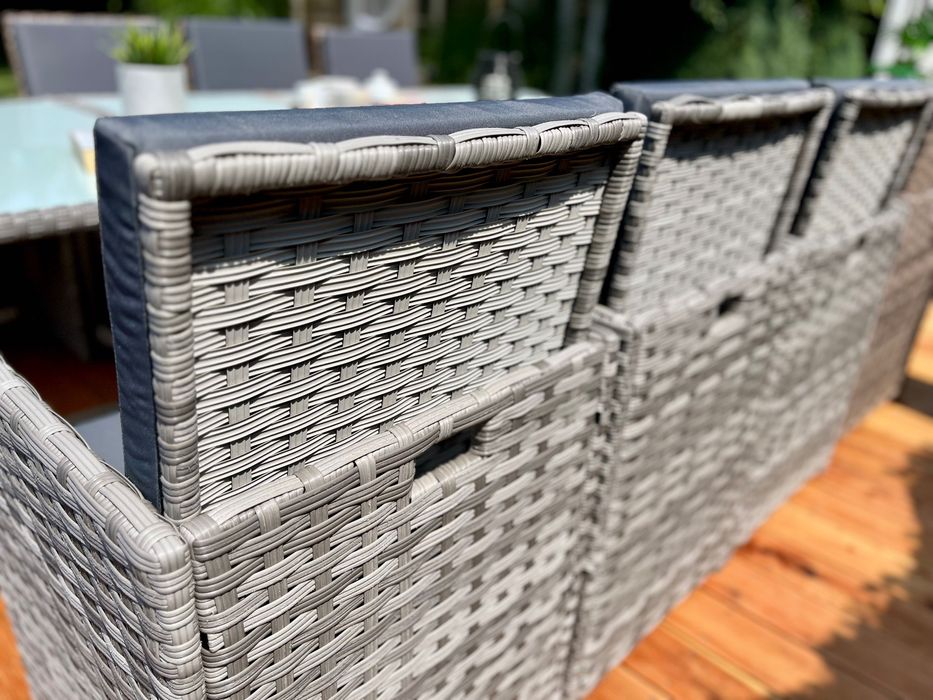 Zestaw Korfu XXL technorattan szary brąz zestaw obiadowy na taras