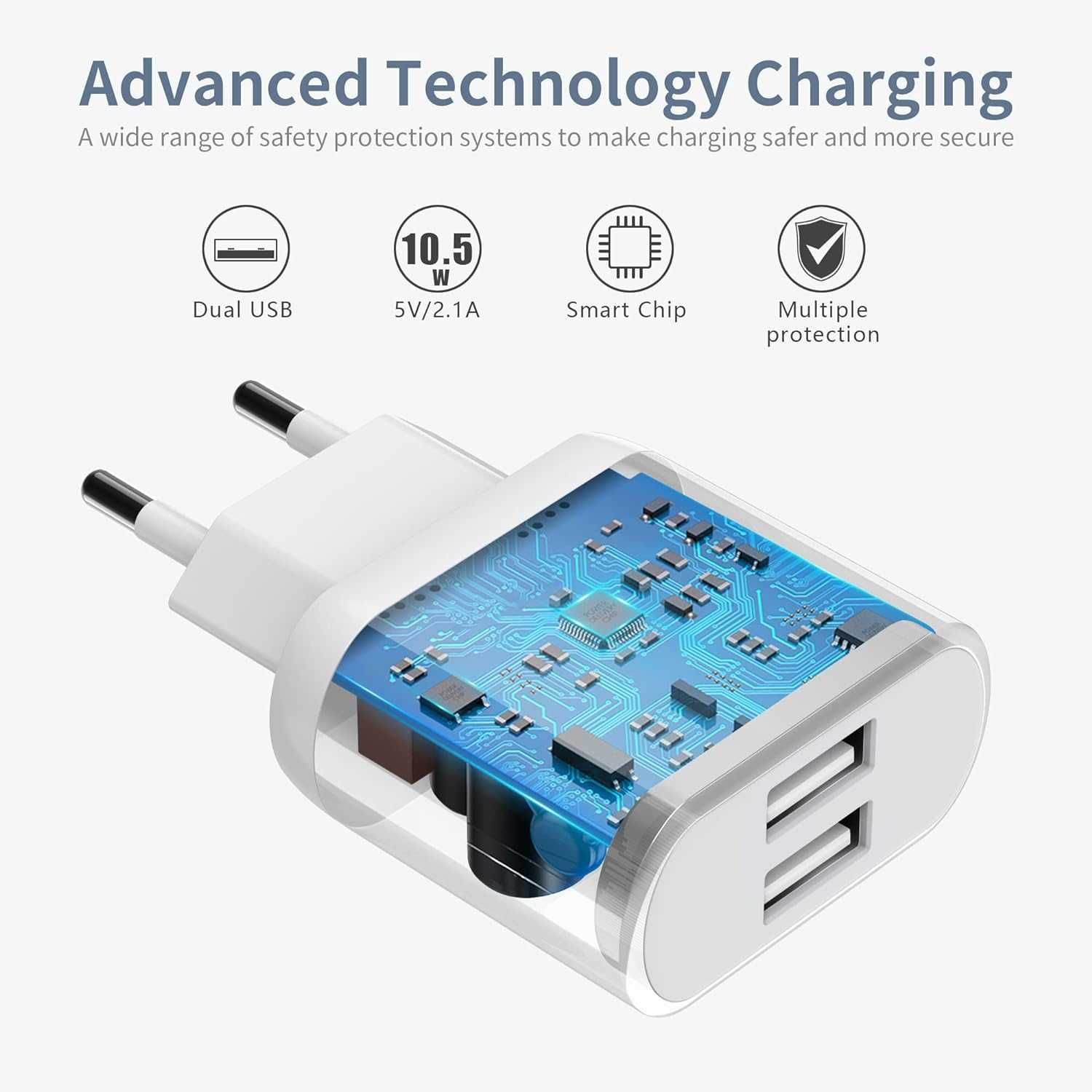 Ładowarka Nisiyama 2xUSB kabel Apple 2m 2,1A SPP755