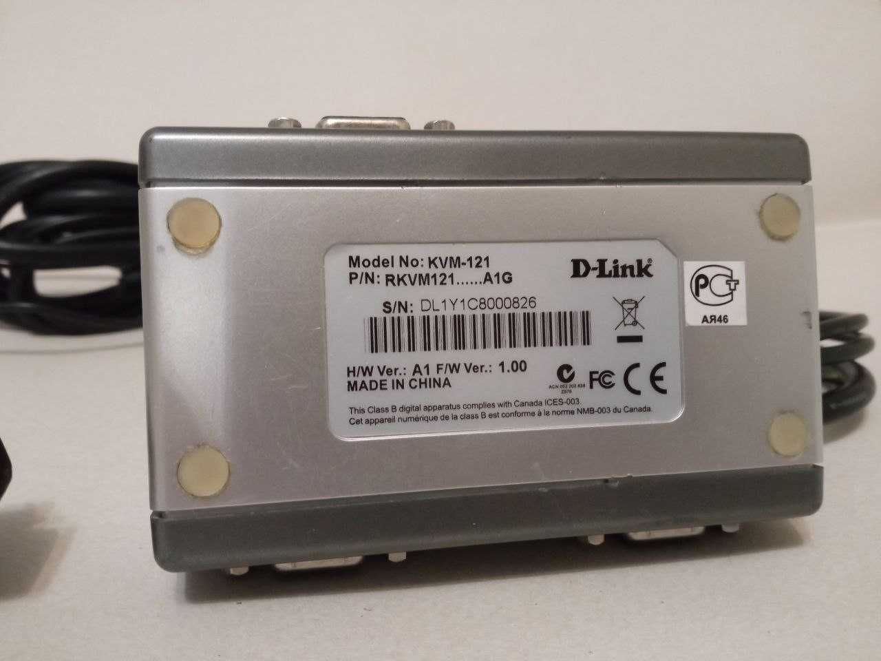 kvm switch квм свич d-link kvm-121 и два кабеля