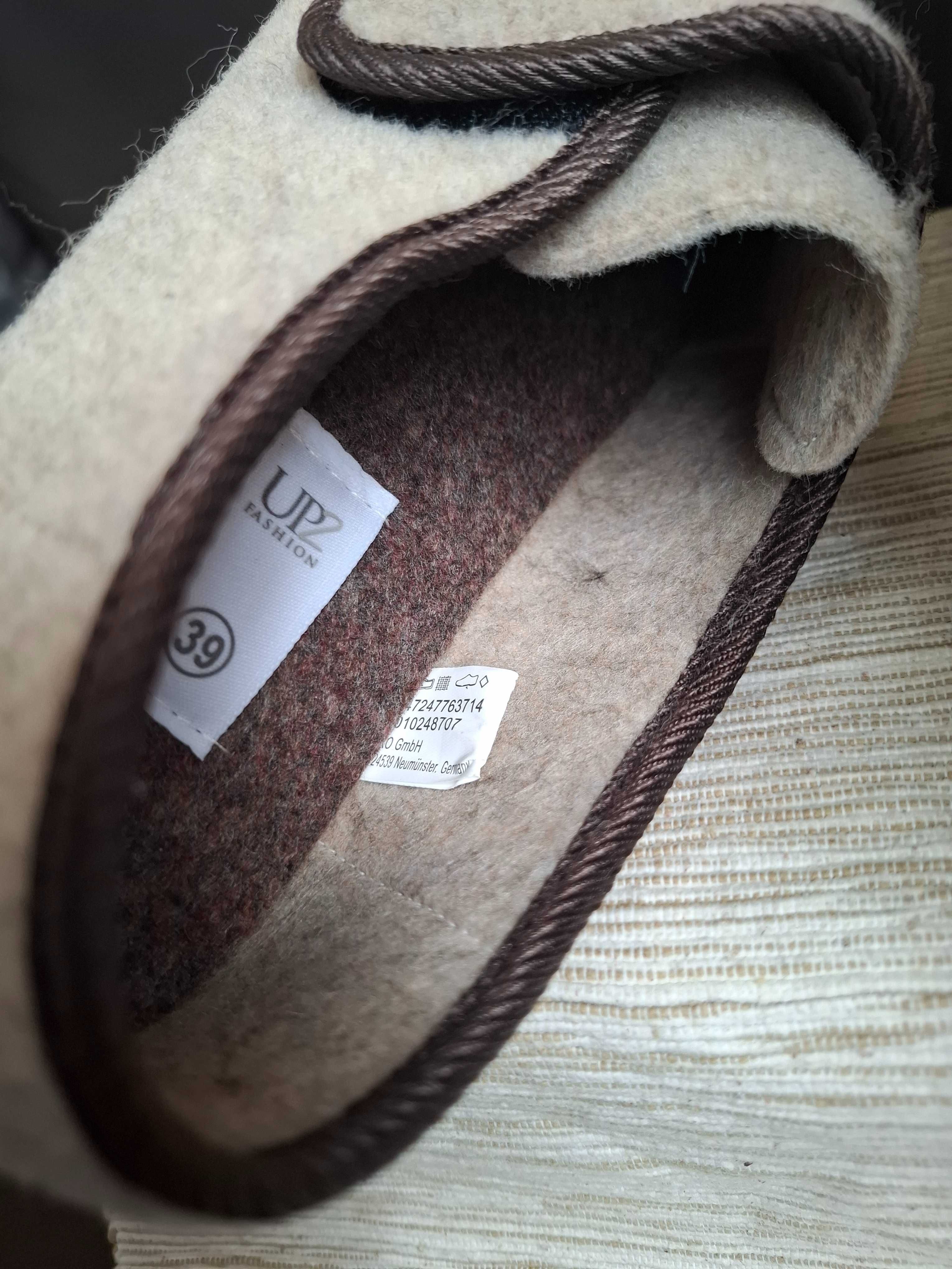Buty beżowe na rzepy filcowe nowe UP2 fashion made in germany rozm. 39