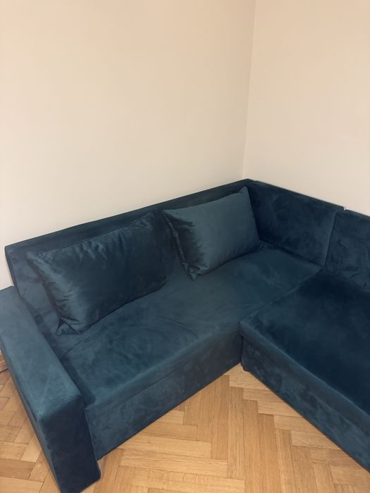 Narożnik zielony z funkcją spania