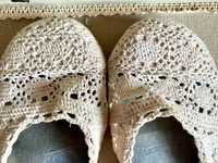 Letnie francuskie buty klapki z koronki bawełnianej, 38