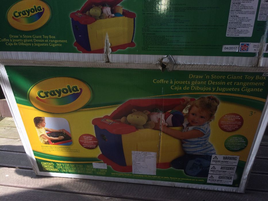 NOWA Kolorowa skrzynia na zabawki dla dzieci z tablicą kredową Crayola