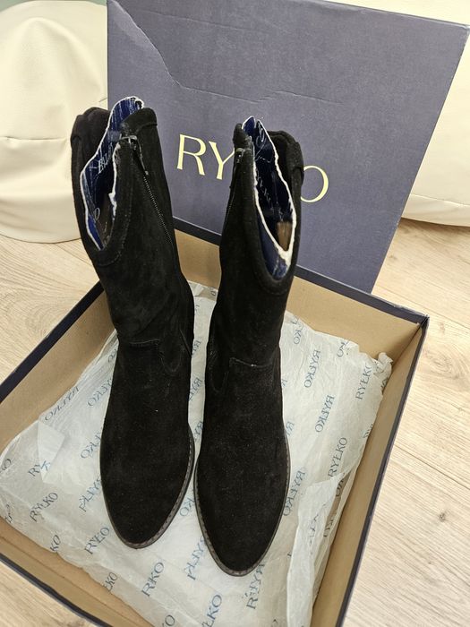 Czarne zamszowe kozaki Ryłko rozmiar 37 nowe