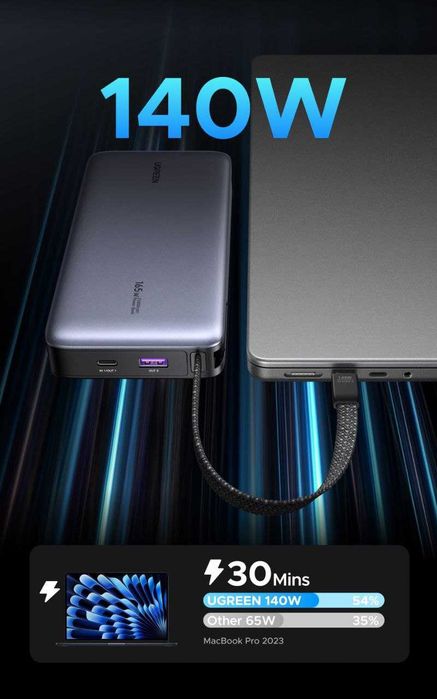 Повербанк Powerbank Ugreen PB552 Nexode 25000mAh 165W PD3.1 McBook Pro
