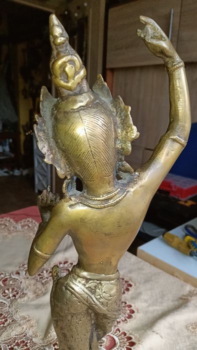 Vintage mosiężny posążek Maya Devi, matka Buddy Sha