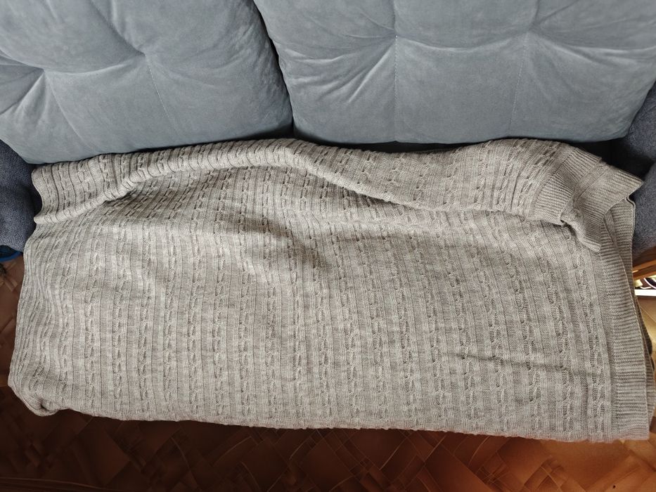 Теплий та якісний плед Прованс Soft косы 220х240 см Латте