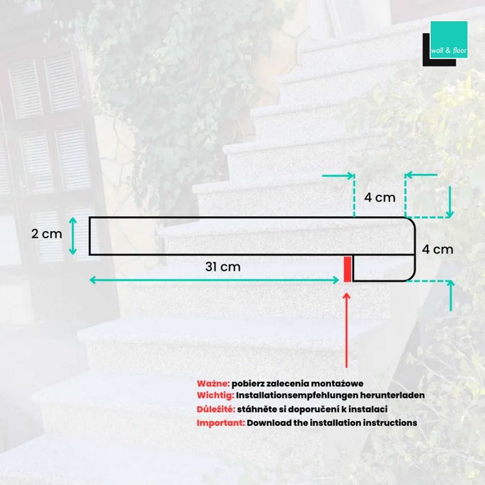 Zestaw Stopnica Podstopień Granitowy Dark Grey G654 New Bullnose Taras