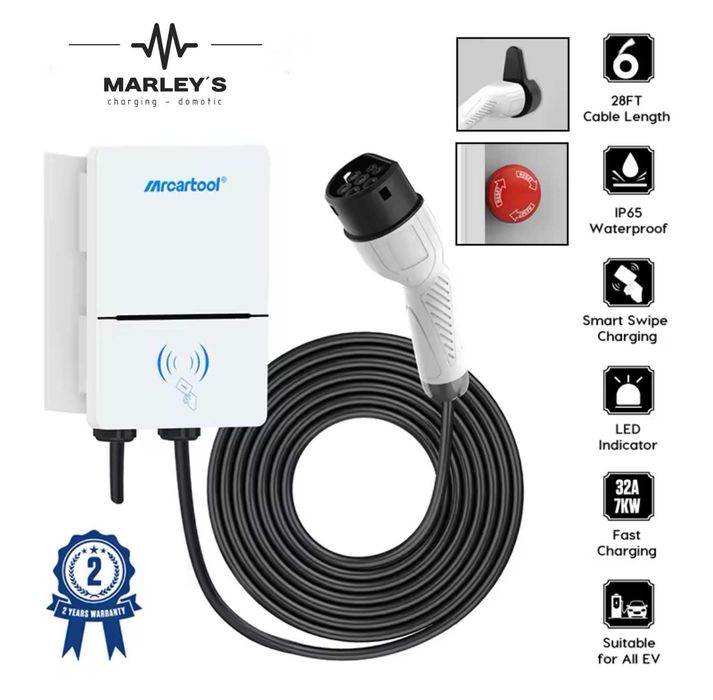 Carregador Wallbox - 7,2 kw - 32 A - C/ APP - c/ 4,5 METROS CABO