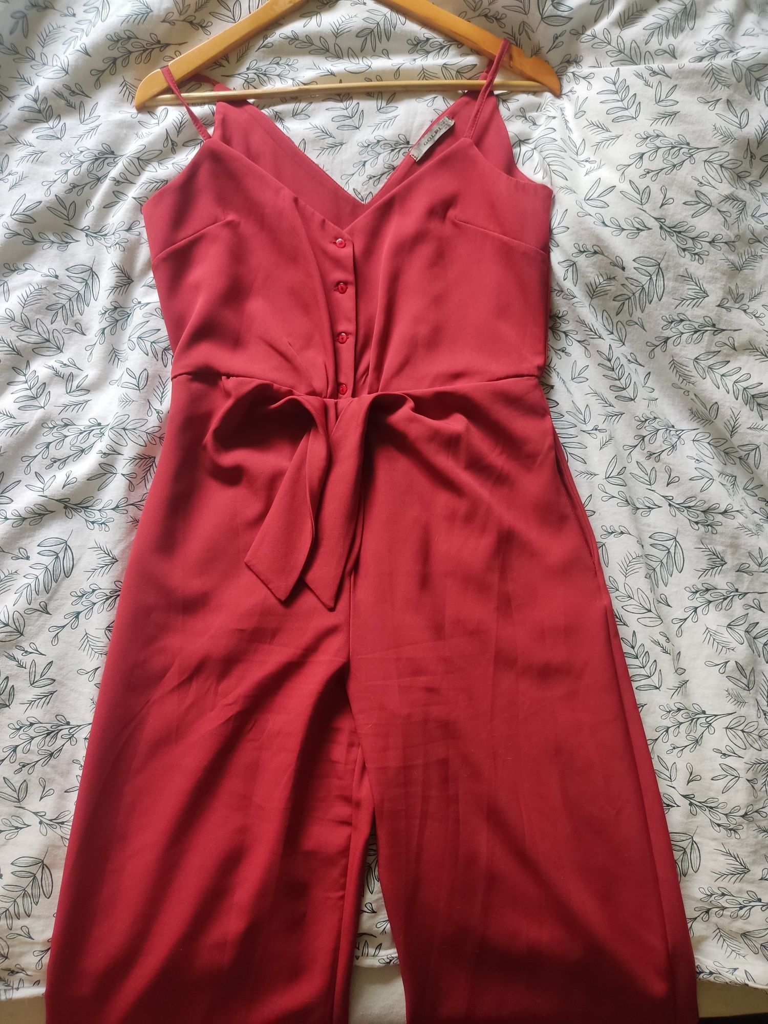 Elegancki, długi kombinezon S, wide leg, wymiary
