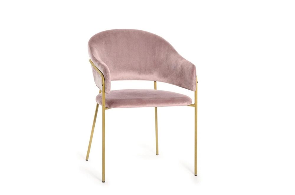 Cadeiras de Veludo Rosa Torino