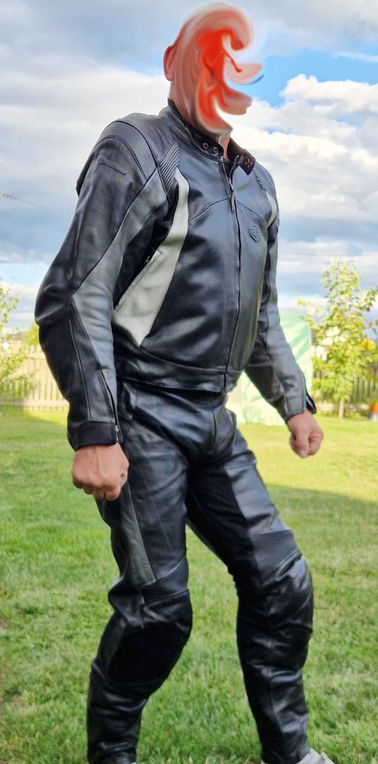 Kombinezon motocyklowy męski 2 częściowy BF ze skóry naturalnej