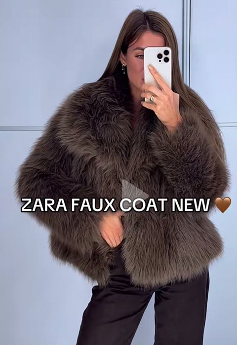Коричнева шуба zara