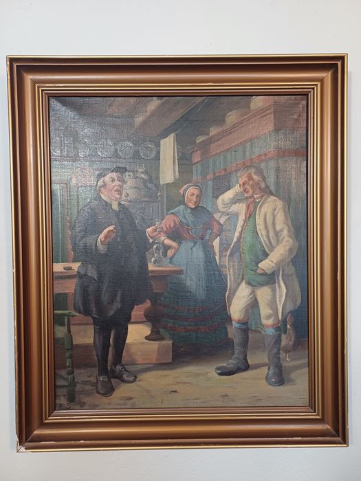 Stary obraz na płótnie sygnowany