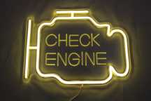 Neon Check Engine żółty LED Nowy zasilany USB 30x22.5 cm