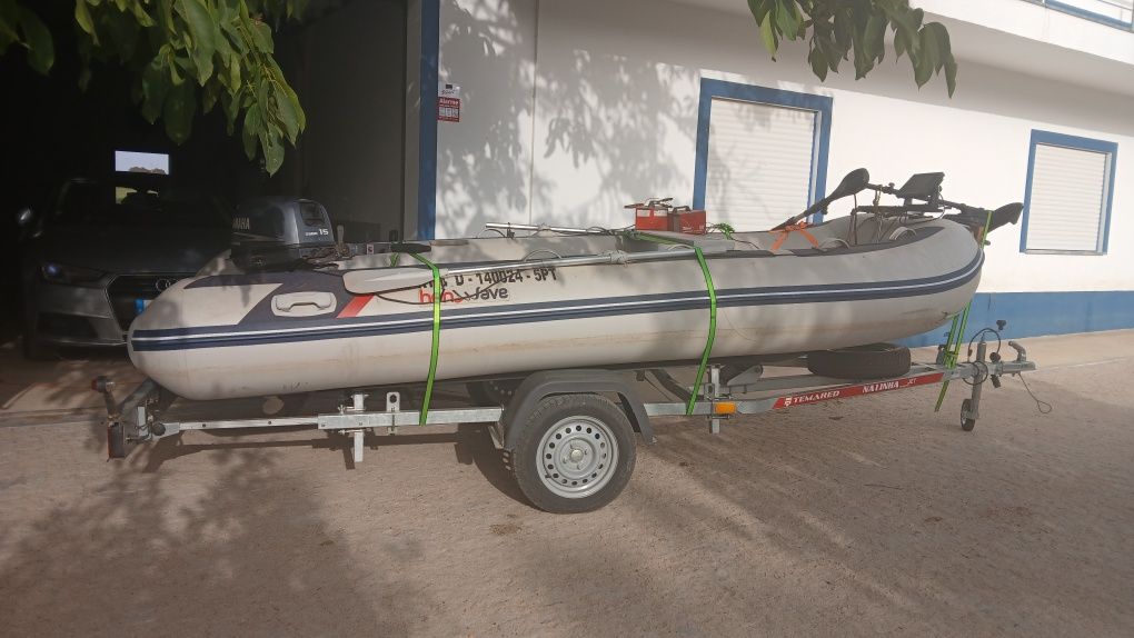 Barco honwave 4 mts com 1 ano motor 15 cv 4 tempos motor elétrico 55