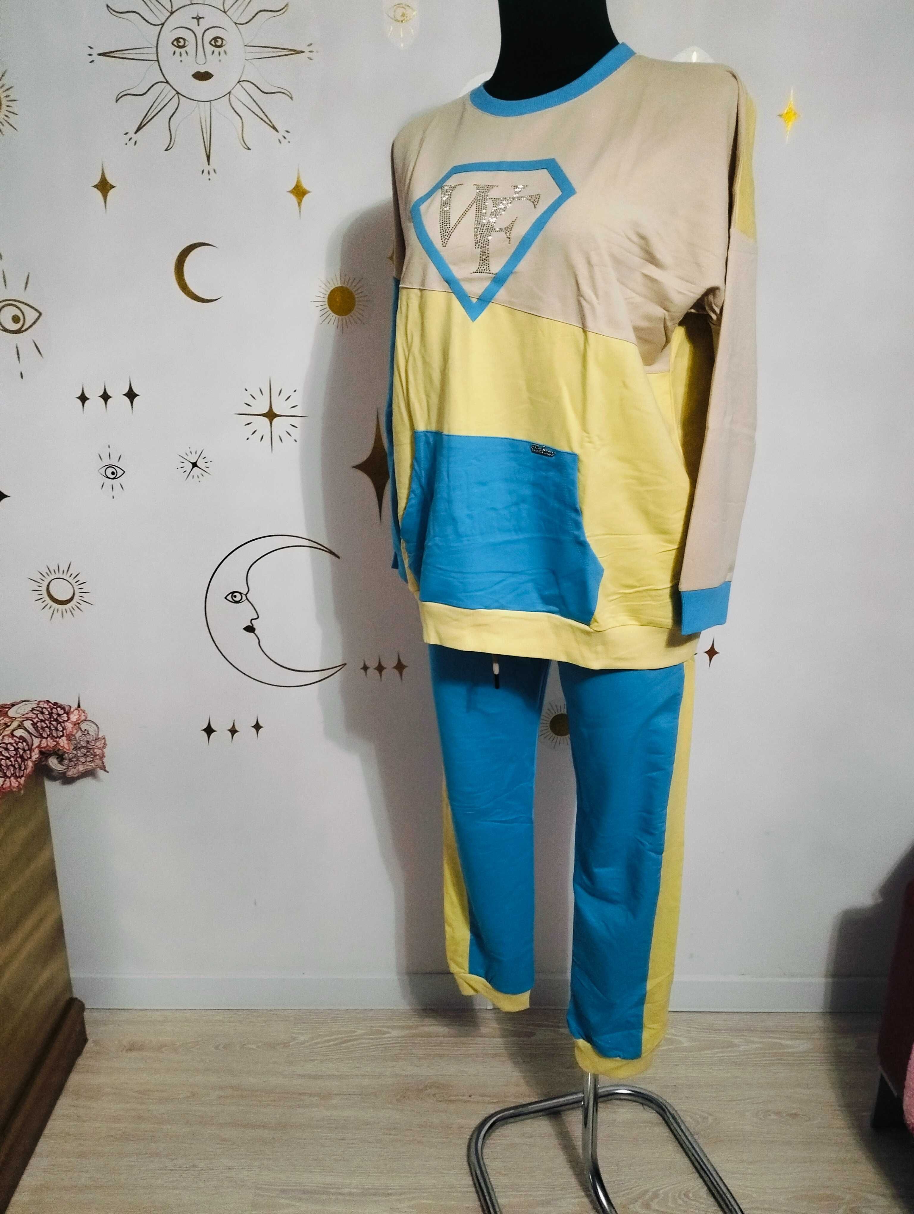 Wikiland 44 2XL Dres KOLOROWY pastelowy Diament Bluza +spodnie