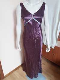 Suknia fioletowa dyskretnie zdobiona