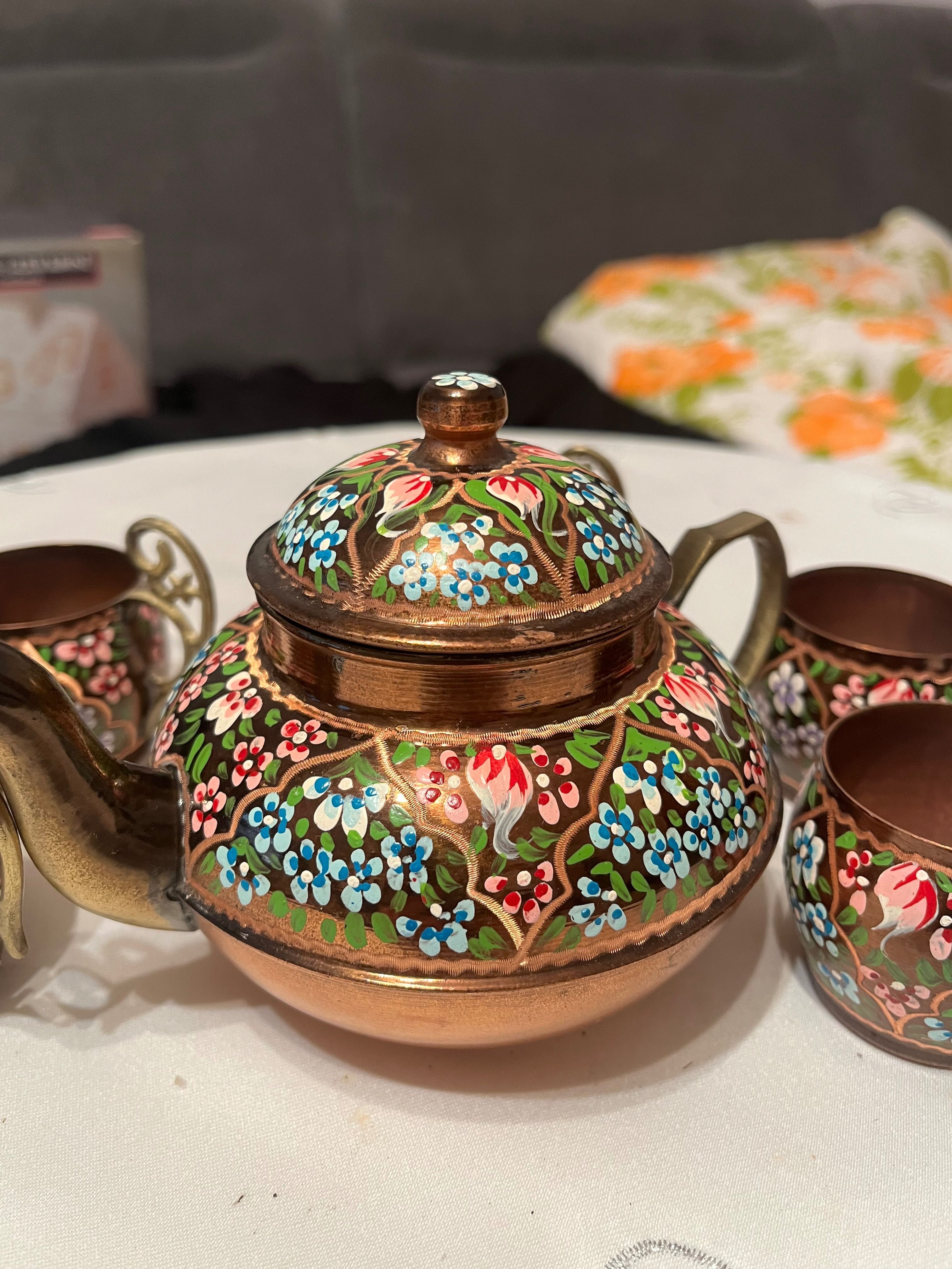 Turecki czajnik miedziany kolorowy