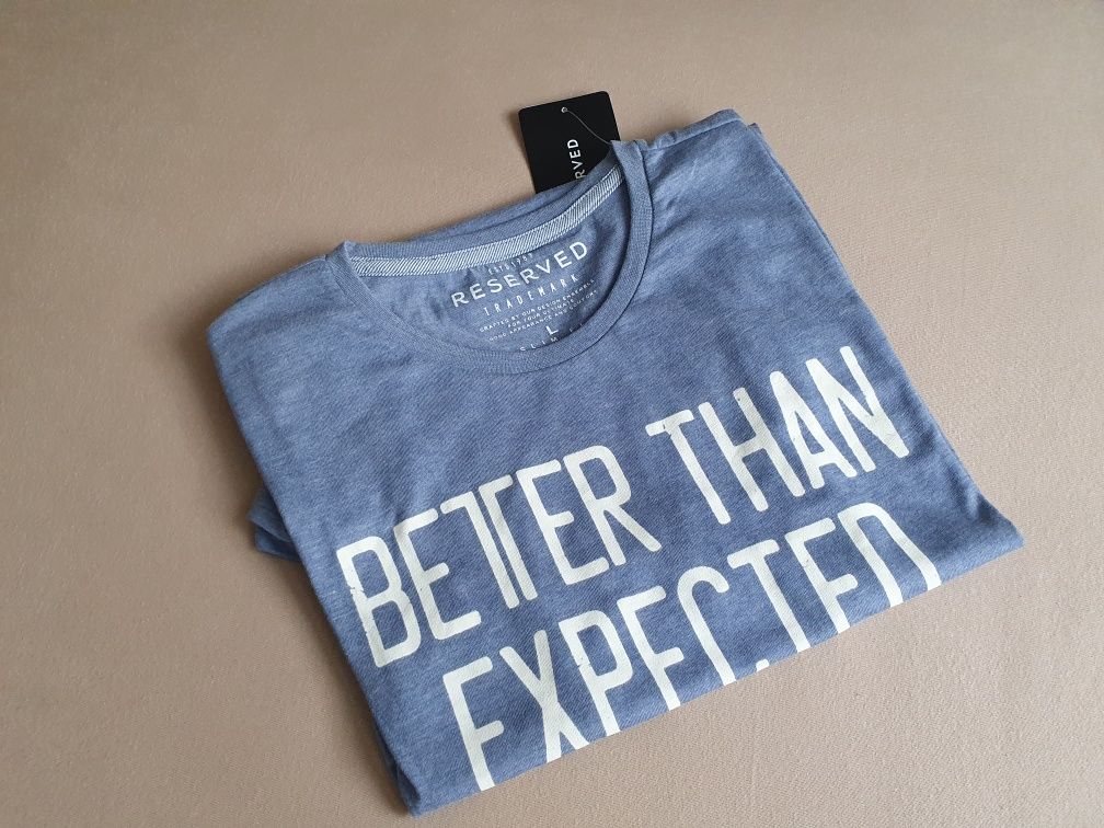 Nowa koszulka z metką Reserved L T-shirt niebieski better than expecte