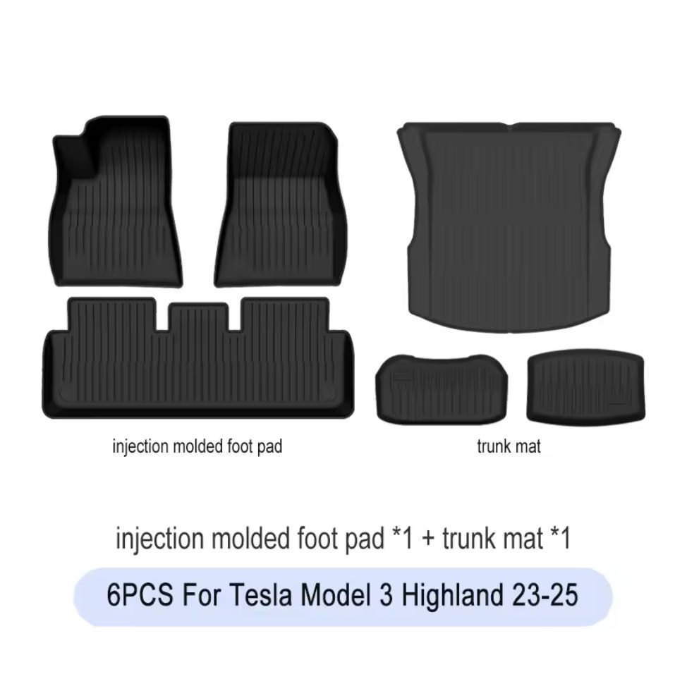 Conjunto 6 Tapetes Borracha TPE All Weather Tesla Model 3 Highland Nov