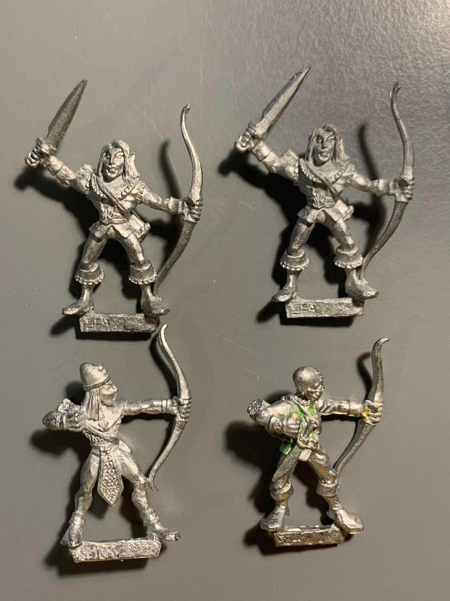 Warhammer Fantasy Battle: Wood Elves - Marauder x4, zestaw C, lata 80.