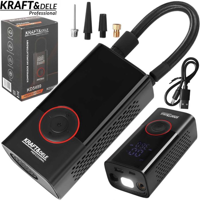 KRAFT&DELE Kompresor Akumulatorowy Samochodowy +Latarka 4000mah KD5499