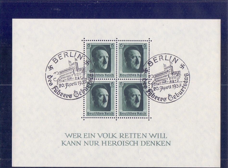 Znaczek pocztowy - Blok Deutche Reich nr 7 - Urodziny A.H.