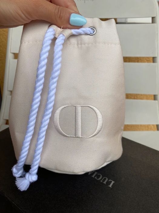 Christian Dior CD Woreczek worek kosmetyczka torebka nude ekri lyocell