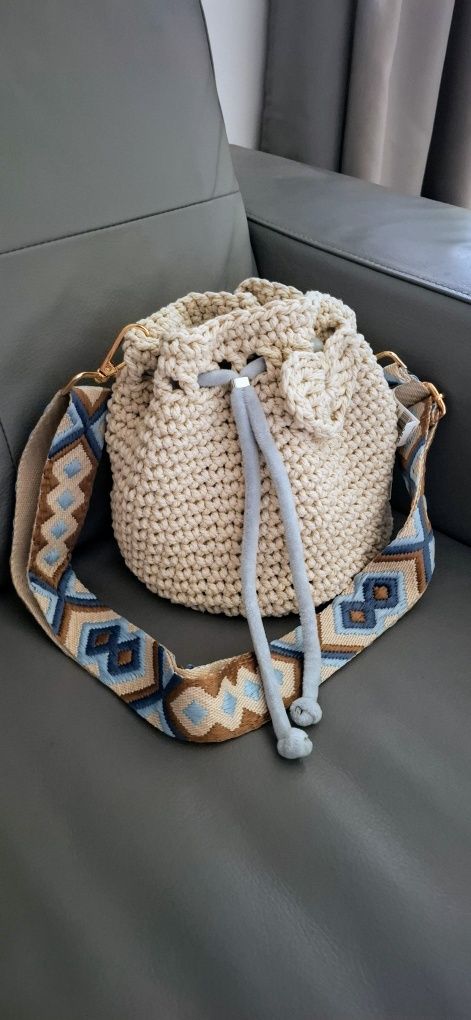 Torebka worek makrama boho handmade