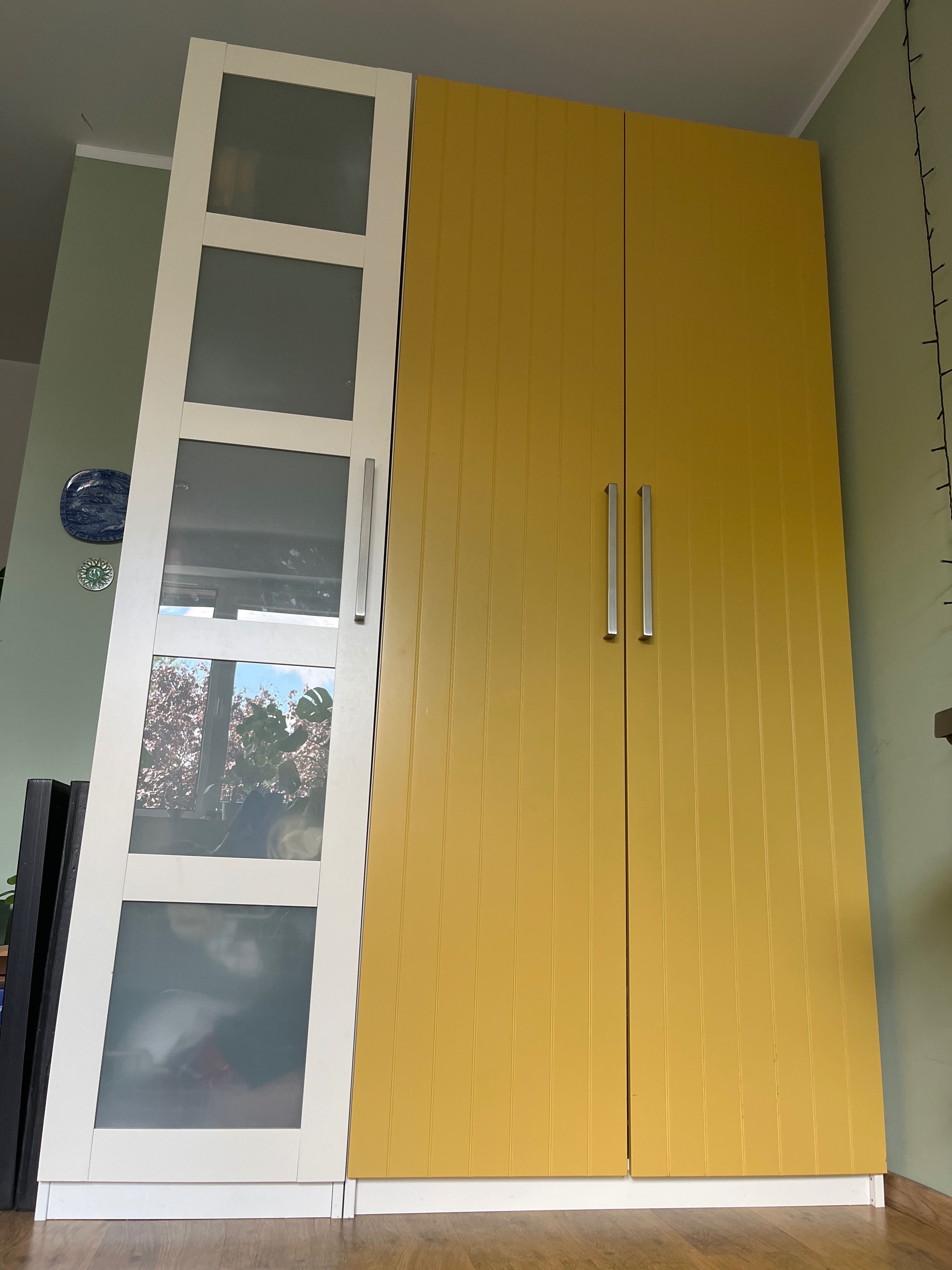 drzwi szafy ikea żółte białe szkło fronty