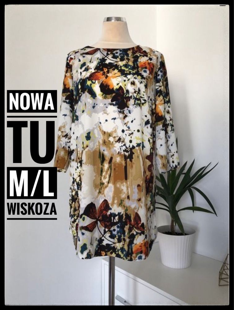 18. Nowa. r.M/L kolorowa sukienka/tunika Tu. Motyle