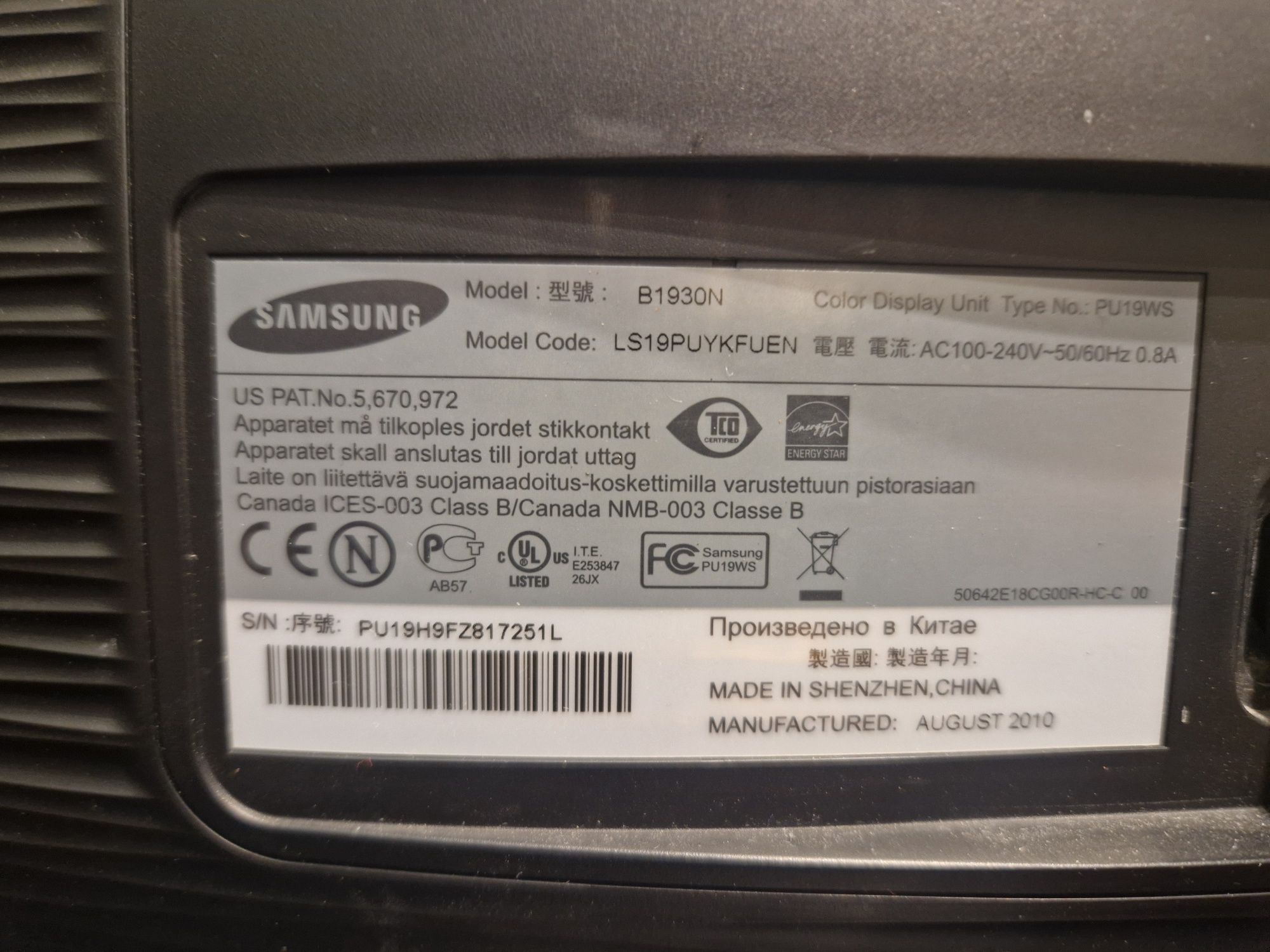 Monitor Samsung B1930N 18,5 cala