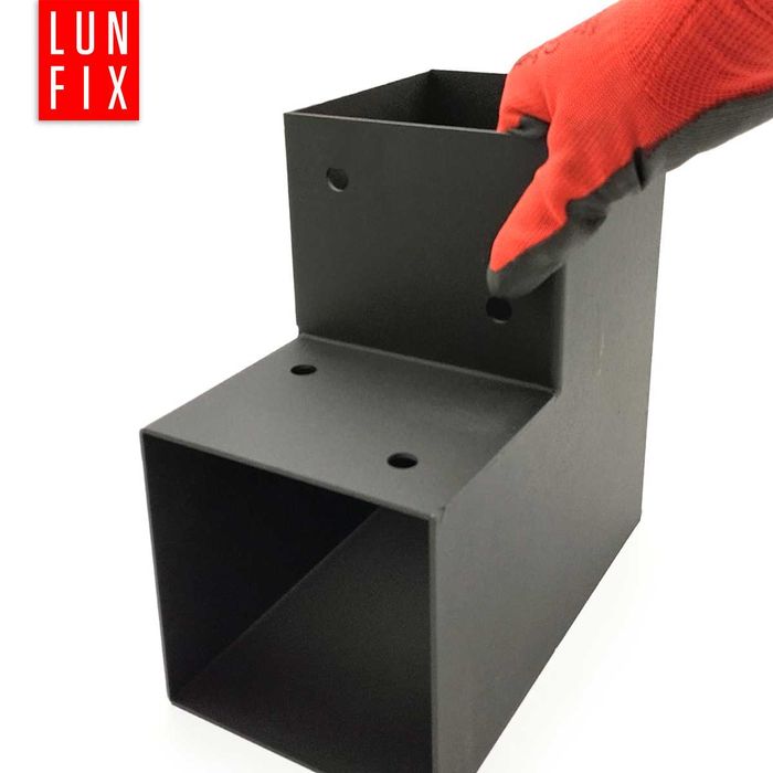 Łącznik do kantówek belek wiaty altany 2 końce otwór 12x12 czarny mat