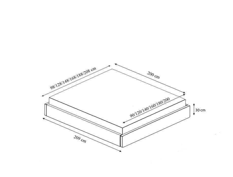 Łóżko tapicerowane, skrzynia z pojemnikiem 90/120/140/160/180/200x200