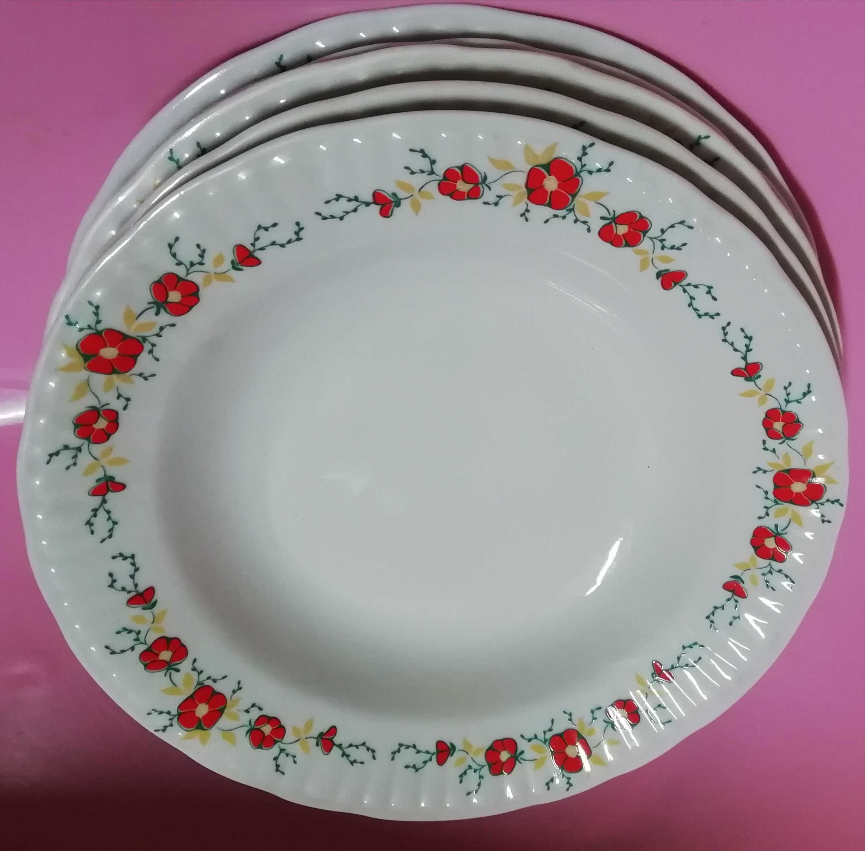 5x Talerz WŁOCŁAWEK PORCELANA PRL zestaw głęboki obiadowy