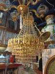 Lustre Dourado Banho Ouro Cristal 6 Lâmpadas