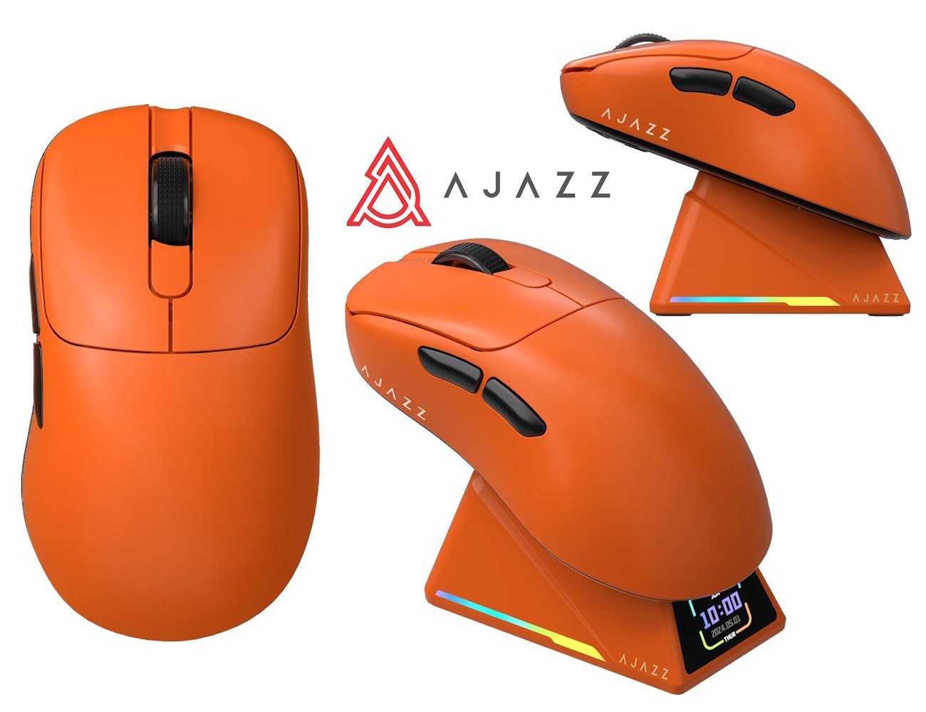 Миша AJAZZ AJ179 APEX Orange док-станція з екраном PAW3950 DPI 42K