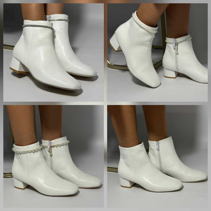Весільні ботильйони, чобітки з єкошкіри з ремінцем ( знімається)