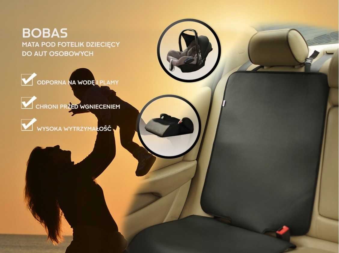 Mata ochronna pod fotelik samochodowy dla dziecka ekoskóra Bobas