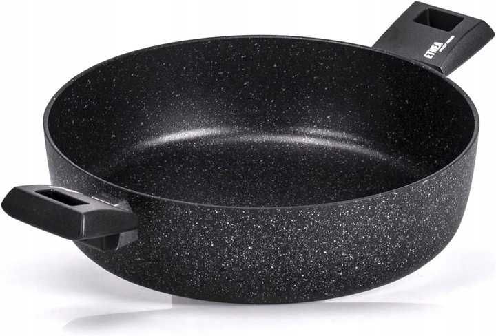 Patelnia tradycyjna Moneta 28 cm aluminiowa z czarnymi uchwytami