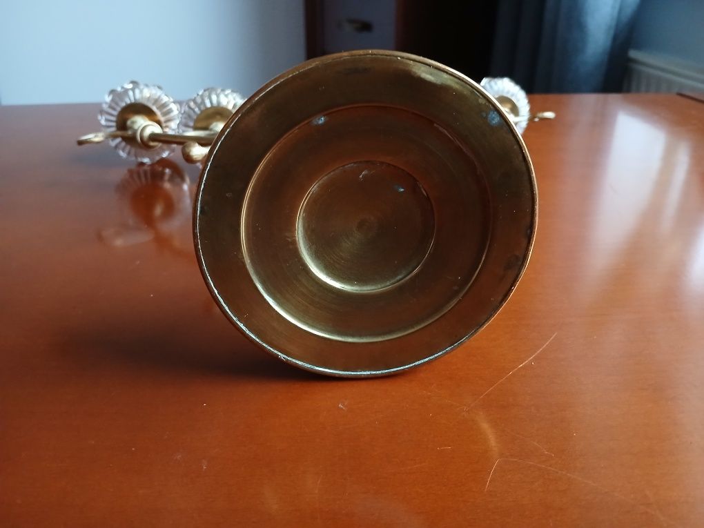 Świecznik Kandelabr czteroramienny mosiężny Vintage r. 28 cm