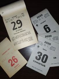 Kartki kalendarza 82, 84, 85, 86,88, 89 '91 '92 '95 '02 - 08 '10-12,20