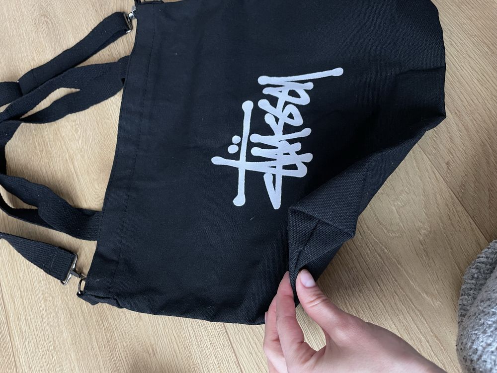 Шопер stussy чорний тканинний