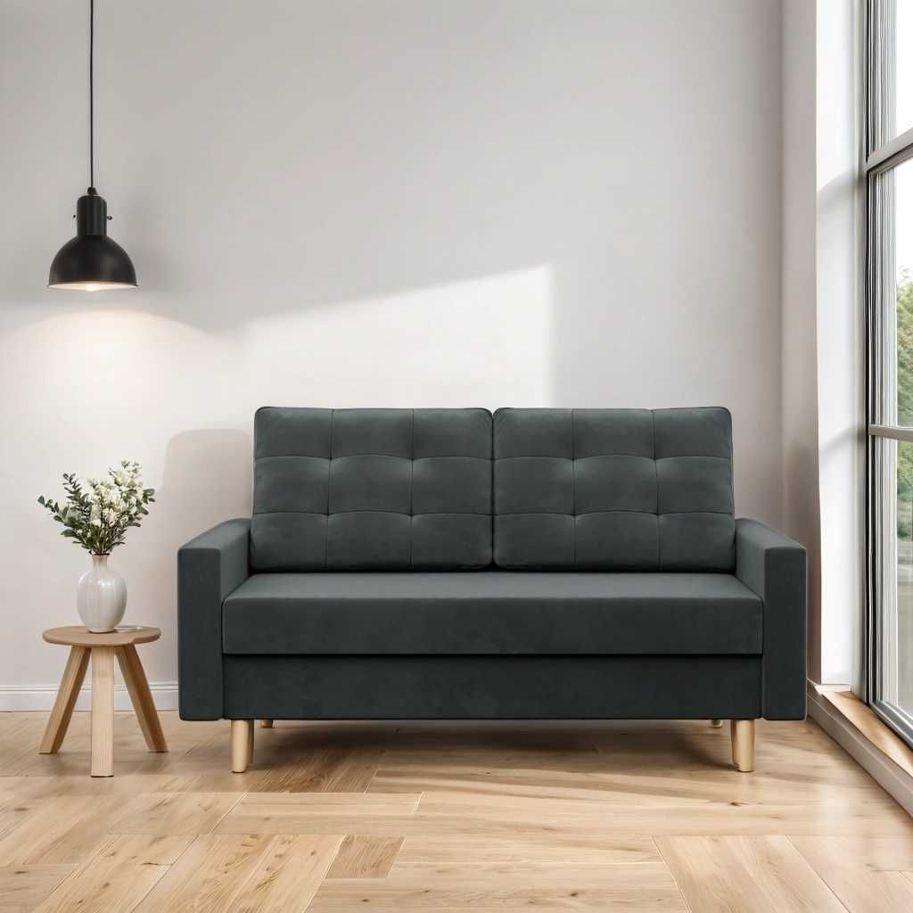 Sofa Kanapa 2-osobowa Rozkładana do Salonu Poczekalni Pojemnik Blank