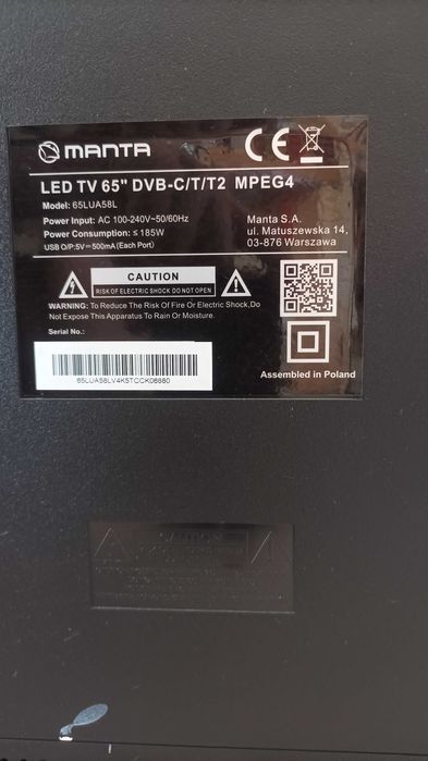 Telewizor TV 65" Manta 65LUA58L